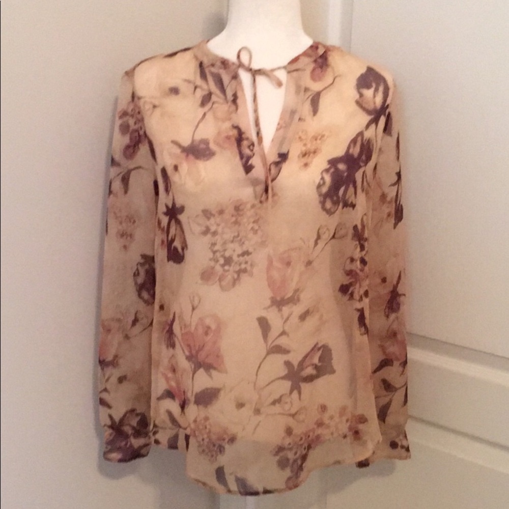 Lauren by Ralph Lauren Sheer Boho Tunic Top Blouse